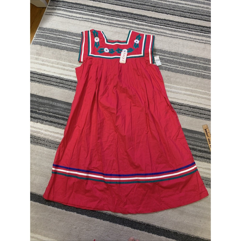 Vintage‎ Naqui Dress Ethnic Muu Muu Hot Pink Patchwork Size 2X